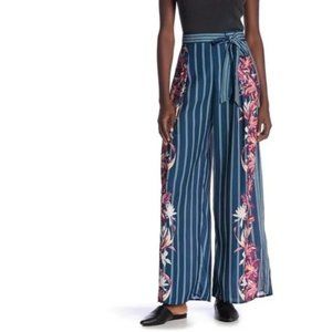 Jealous Tomato Floral Stripe Print Waist Tie Pants